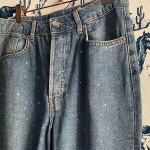 H&M Rhinestone Jeans Embellished Crystal Bejeweled Like New